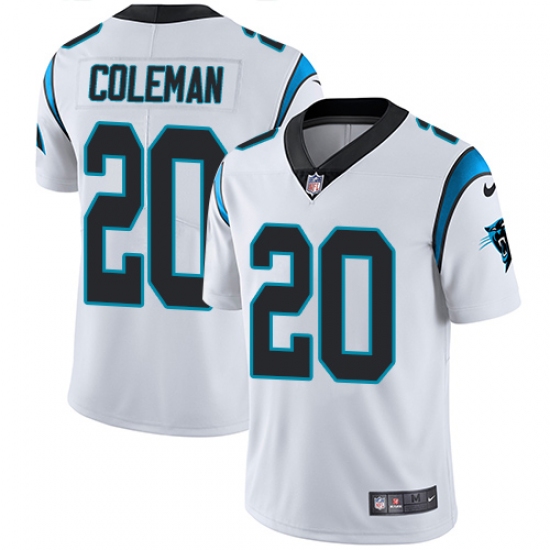 Youth Nike Carolina Panthers 20 Kurt Coleman White Vapor Untouchable Limited Player NFL Jersey