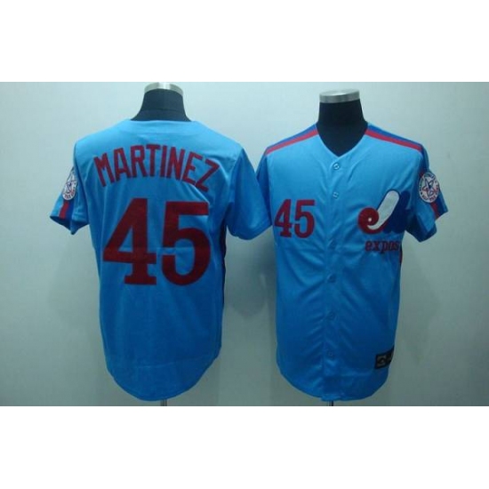 Mitchell and Ness Expos 45 Pedro Martinez Blue Stitched Throwback Baseball Jersey