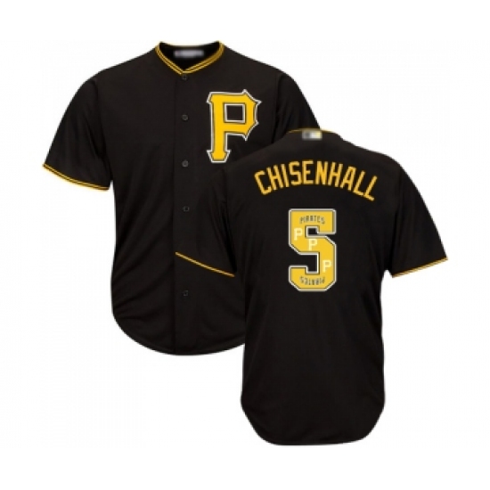 Men's Pittsburgh Pirates 5 Lonnie Chisenhall Authentic Black Team Logo Fashion Cool Base Baseball Jersey