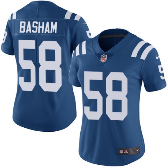 Women's Nike Indianapolis Colts 58 Tarell Basham Elite Royal Blue Team Color NFL Jersey