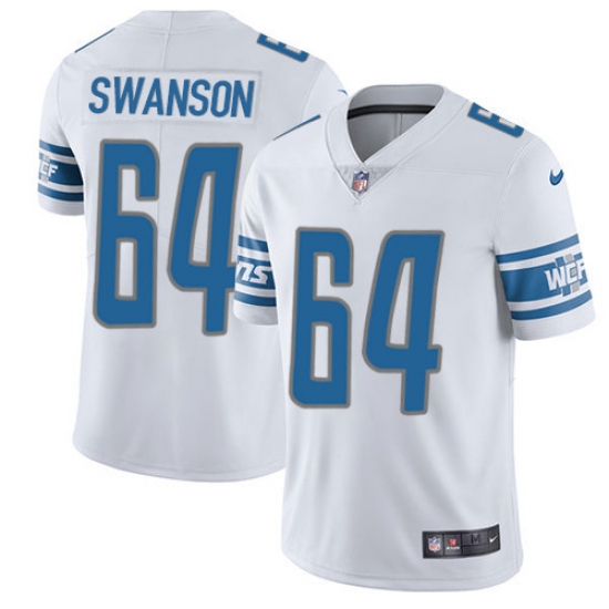 Men's Nike Detroit Lions 64 Travis Swanson Limited White Vapor Untouchable NFL Jersey