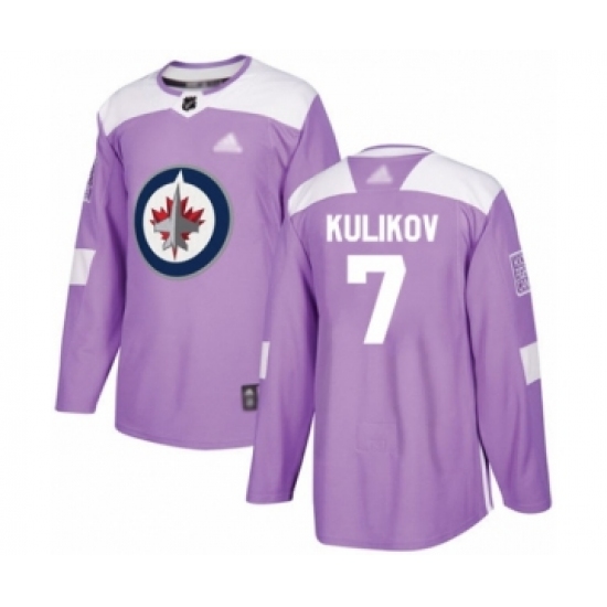 Youth Winnipeg Jets 7 Dmitry Kulikov Authentic Purple Fights Cancer Practice Hockey Jersey