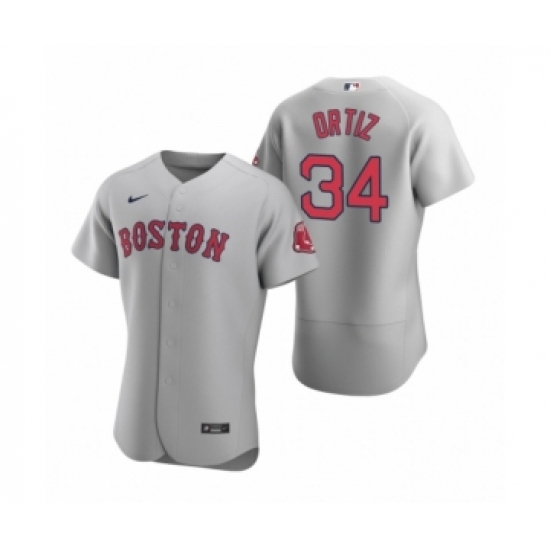 Men's Boston Red Sox 34 David Ortiz Nike Gray Authentic Road Jersey