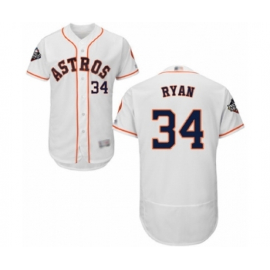 Men's Houston Astros 34 Nolan Ryan White Home Flex Base Authentic Collection 2019 World Series Bound Baseball Jersey