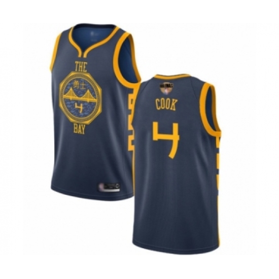 Men's Golden State Warriors 4 Quinn Cook Swingman Navy Blue Basketball 2019 Basketball Finals Bound Jersey - City Edition