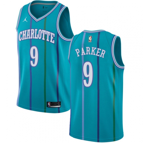 Men's Nike Jordan Charlotte Hornets 9 Tony Parker Swingman Aqua Hardwood Classics NBA Jersey