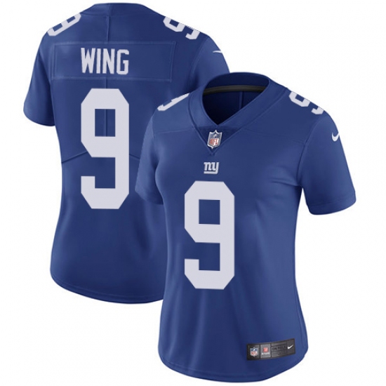 Women's Nike New York Giants 9 Brad Wing Royal Blue Team Color Vapor Untouchable Limited Player NFL Jersey