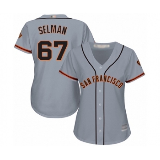 Women's San Francisco Giants 67 Sam Selman Authentic Grey Road Cool Base Baseball Player Jersey