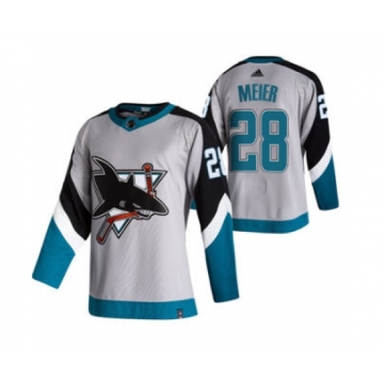 Men's San Jose Sharks 28 Timo Meier Grey 2020-21 Reverse Retro Alternate Hockey Jersey