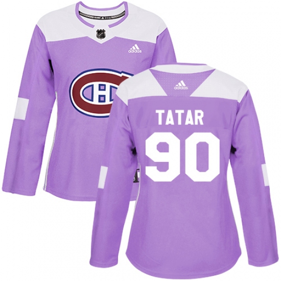 Women's Adidas Montreal Canadiens 90 Tomas Tatar Authentic Purple Fights Cancer Practice NHL Jersey