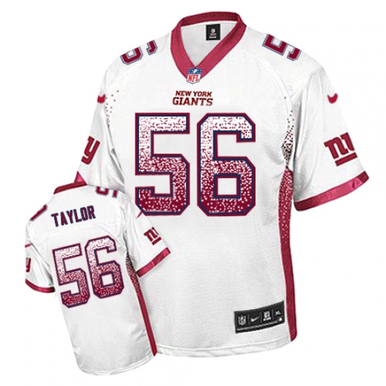 Men's Nike New York Giants 56 Lawrence Taylor Elite White Drift Fashion NFL Jersey