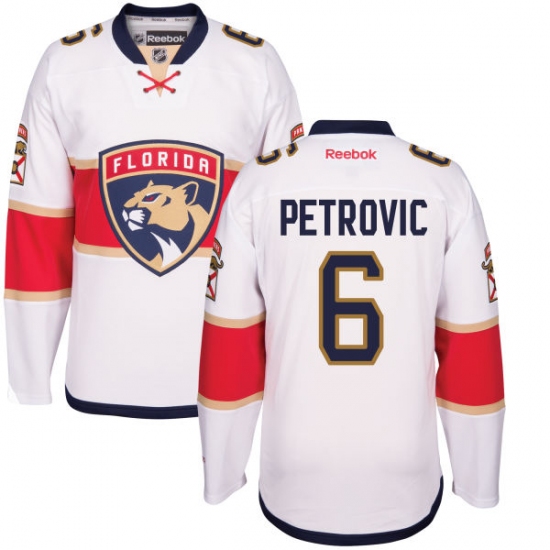 Men's Reebok Florida Panthers 6 Alex Petrovic Authentic White Away NHL Jersey