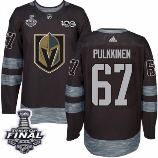 Men's Adidas Vegas Golden Knights 67 Teemu Pulkkinen Authentic Black 1917-2017 100th Anniversary 2018 Stanley Cup Final NHL Jersey