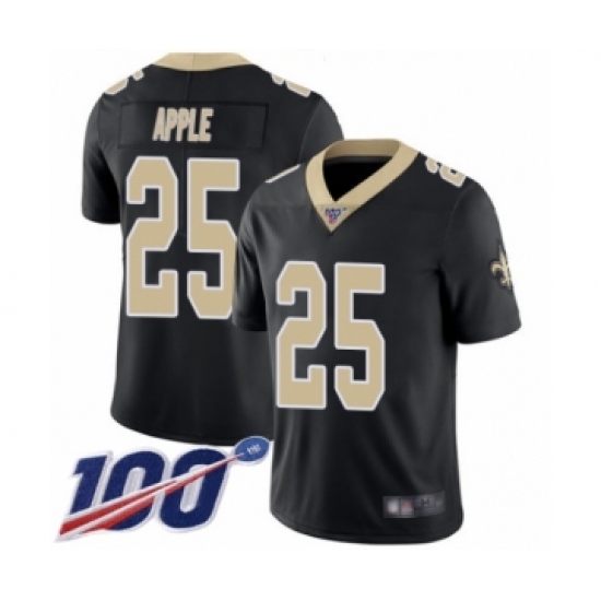 Men's New Orleans Saints 25 Eli Apple Black Team Color Vapor Untouchable Limited Player 100th Season Football Jersey