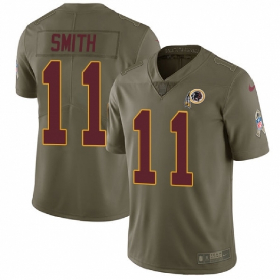 Men's Nike Washington Redskins 11 Alex Smith Limited Olive 2017 Salute to Service NFL Jersey