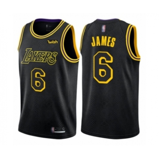 Youth Los Angeles Lakers 6 LeBron James Swingman Black Basketball Jersey - City Edition