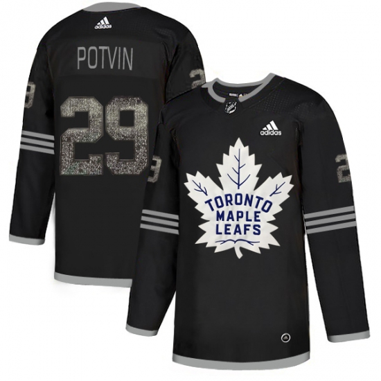 Men's Adidas Toronto Maple Leafs 29 Felix Potvin Black Authentic Classic Stitched NHL Jersey