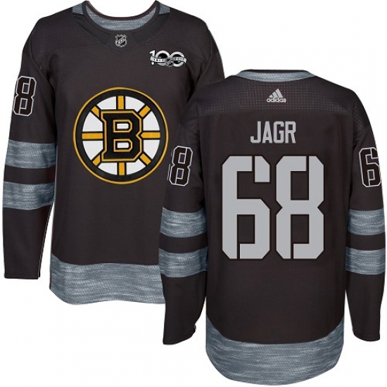 Men's Reebok Boston Bruins 68 Jaromir Jagr Premier Black 1917-2017 100th Anniversary NHL Jersey