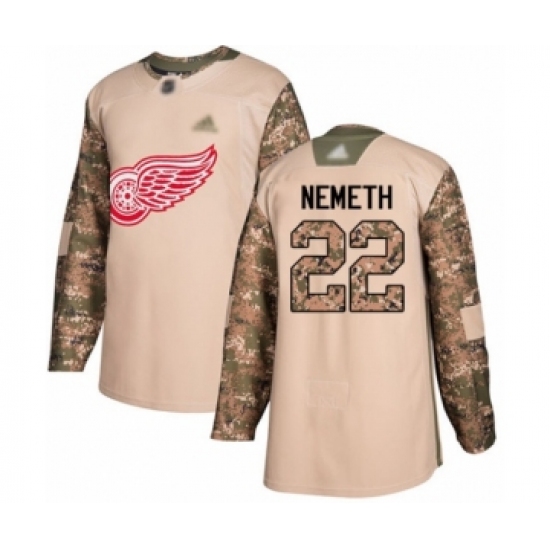 Men's Detroit Red Wings 22 Patrik Nemeth Authentic Camo Veterans Day Practice Hockey Jersey