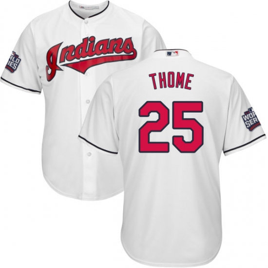 Youth Majestic Cleveland Indians 25 Jim Thome Authentic White Home 2016 World Series Bound Cool Base MLB Jersey
