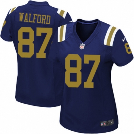 Women's Nike New York Jets 87 Clive Walford Limited Navy Blue Alternate NFL Jersey