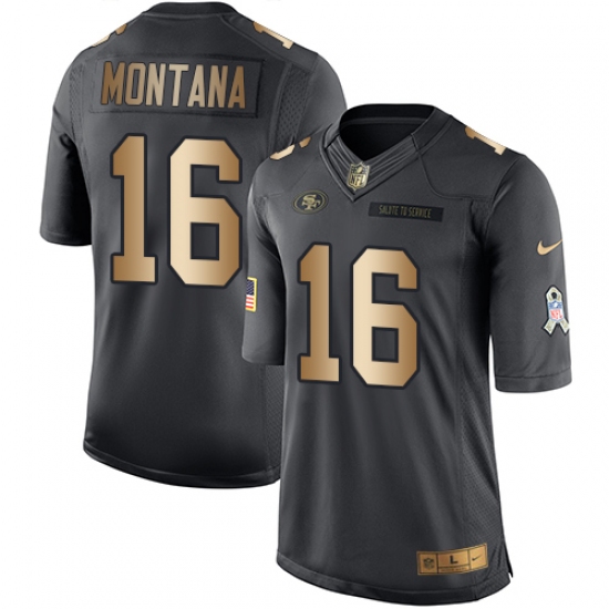 Youth Nike San Francisco 49ers 16 Joe Montana Limited Black/Gold Salute to Service NFL Jersey