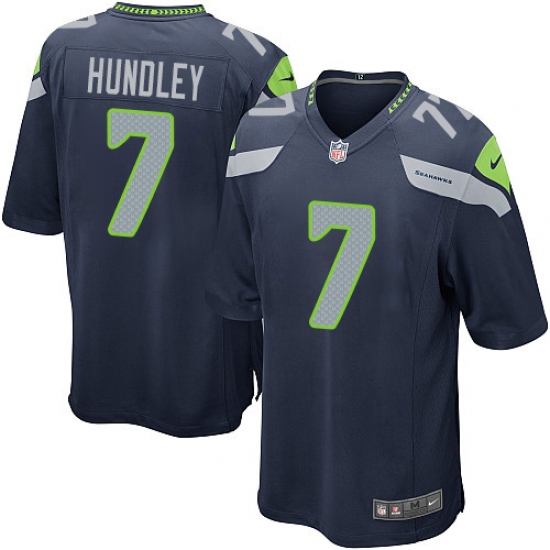 Men's Nike Seattle Seahawks 7 Brett Hundley Game Navy Blue Team Color NFL Jersey