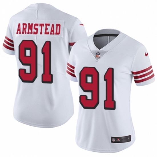 Women's Nike San Francisco 49ers 91 Arik Armstead Limited White Rush Vapor Untouchable NFL Jersey