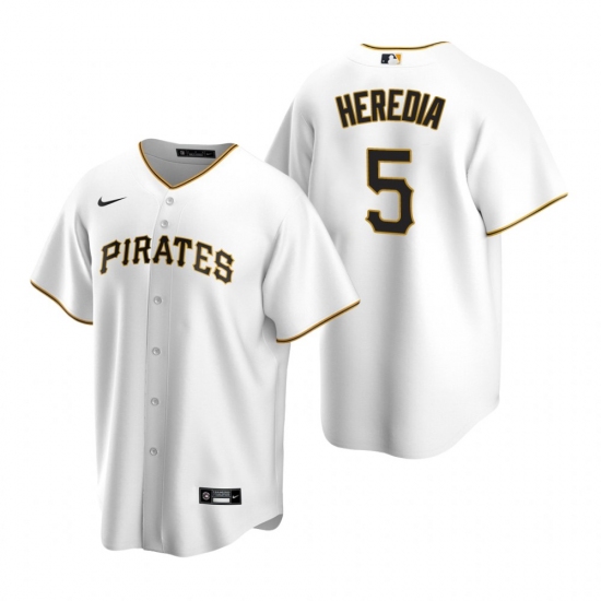 Men's Nike Pittsburgh Pirates 5 Guillermo Heredia White Home Stitched Baseball Jersey