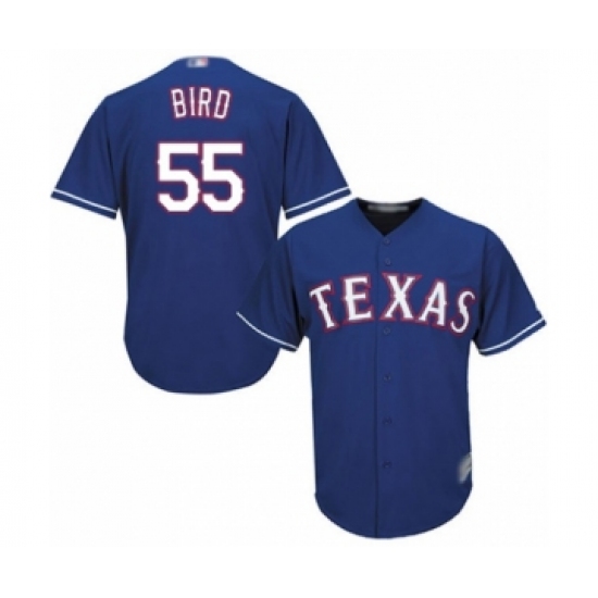 Youth Texas Rangers 55 Kyle Bird Authentic Royal Blue Alternate 2 Cool Base Baseball Player Jersey