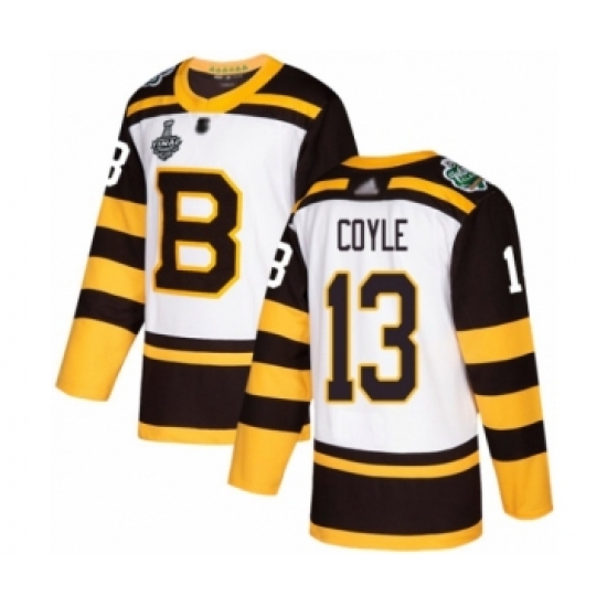 Youth Boston Bruins 13 Charlie Coyle Authentic White Winter Classic 2019 Stanley Cup Final Bound Hockey Jersey