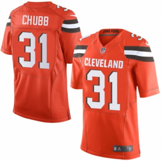 Men's Nike Cleveland Browns 31 Nick Chubb Elite Orange Alternate NFL Jersey