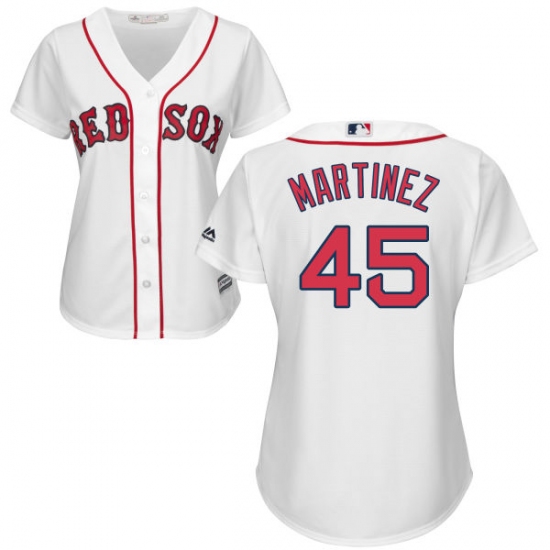 Women's Majestic Boston Red Sox 45 Pedro Martinez Authentic White Home MLB Jersey