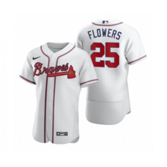 Men's Atlanta Braves 25 Tyler Flowers Nike White 2020 Authentic Jersey