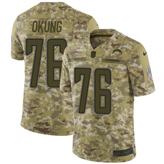 Men's Nike Los Angeles Chargers 76 Russell Okung Limited Camo 2018 Salute to Service NFL Jersey