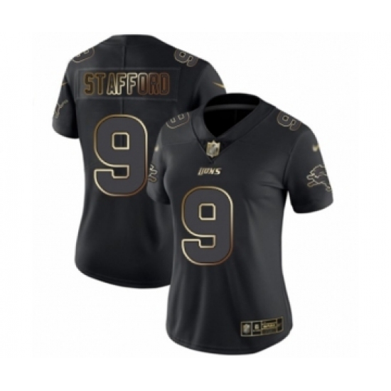 Women's Detroit Lions 9 Matthew Stafford Black Gold Vapor Untouchable Limited Football Jersey