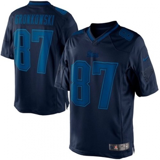 Men's Nike New England Patriots 87 Rob Gronkowski Navy Blue Drenched Limited NFL Jersey