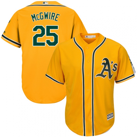 Men's Majestic Oakland Athletics 25 Mark McGwire Replica Gold Alternate 2 Cool Base MLB Jersey