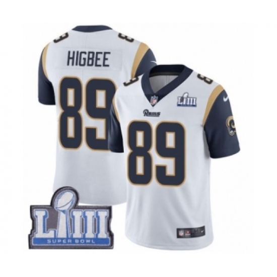 Youth Nike Los Angeles Rams 89 Tyler Higbee White Vapor Untouchable Limited Player Super Bowl LIII Bound NFL Jersey