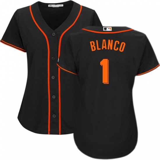 Women's Majestic San Francisco Giants 1 Gregor Blanco Authentic Black Alternate Cool Base MLB Jersey