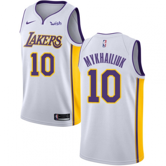 Youth Nike Los Angeles Lakers 10 Sviatoslav Mykhailiuk Swingman White NBA Jersey - Association Edition