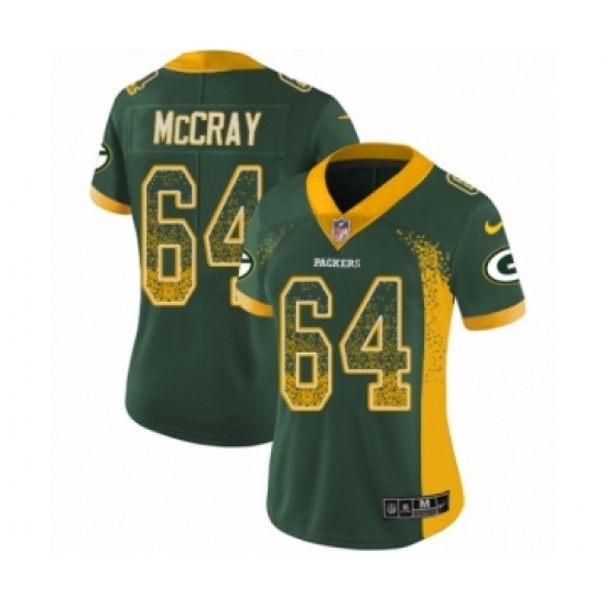 Women's Nike Green Bay Packers 64 Justin McCray Limited Green Rush Drift Fashion NFL Jersey