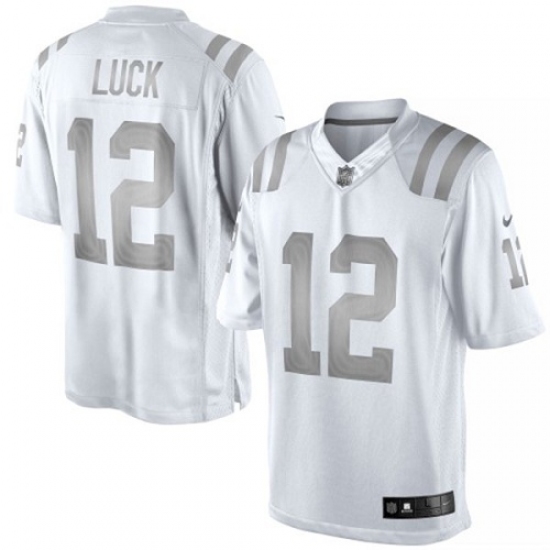 Men's Nike Indianapolis Colts 12 Andrew Luck Limited White Platinum NFL Jersey