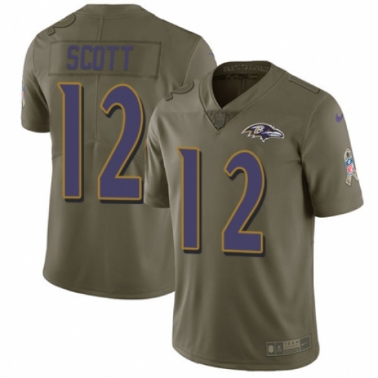 Youth Nike Baltimore Ravens 12 Jaleel Scott Limited Olive 2017 Salute to Service NFL Jersey