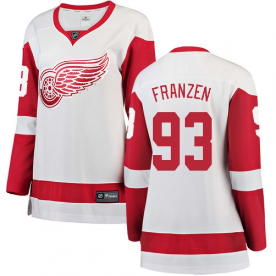 Women's Detroit Red Wings 93 Johan Franzen Authentic White Away Fanatics Branded Breakaway NHL Jersey