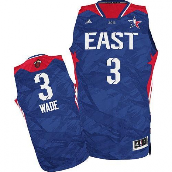 Men's Adidas Miami Heat 3 Dwyane Wade Swingman Blue 2013 All Star NBA Jersey