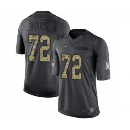 Men's Seattle Seahawks 72 Al Woods Limited Black 2016 Salute to Service Football Jersey