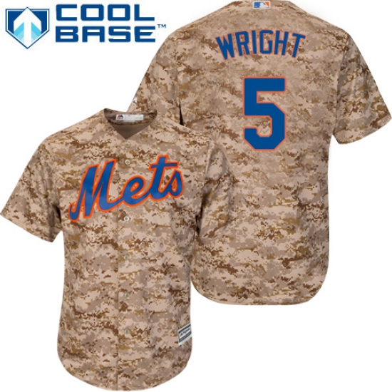 Men's Majestic New York Mets 5 David Wright Authentic Camo Alternate Cool Base MLB Jersey