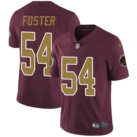 Men's Nike Washington Redskins 54 Mason Foster Burgundy Red/Gold Number Alternate 80TH Anniversary Vapor Untouchable Limited Player NFL Jersey