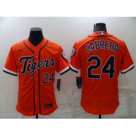 Men's Detroit Tigers 24 Miguel Cabrera Orange Stitched MLB Flex Base Nike Jersey